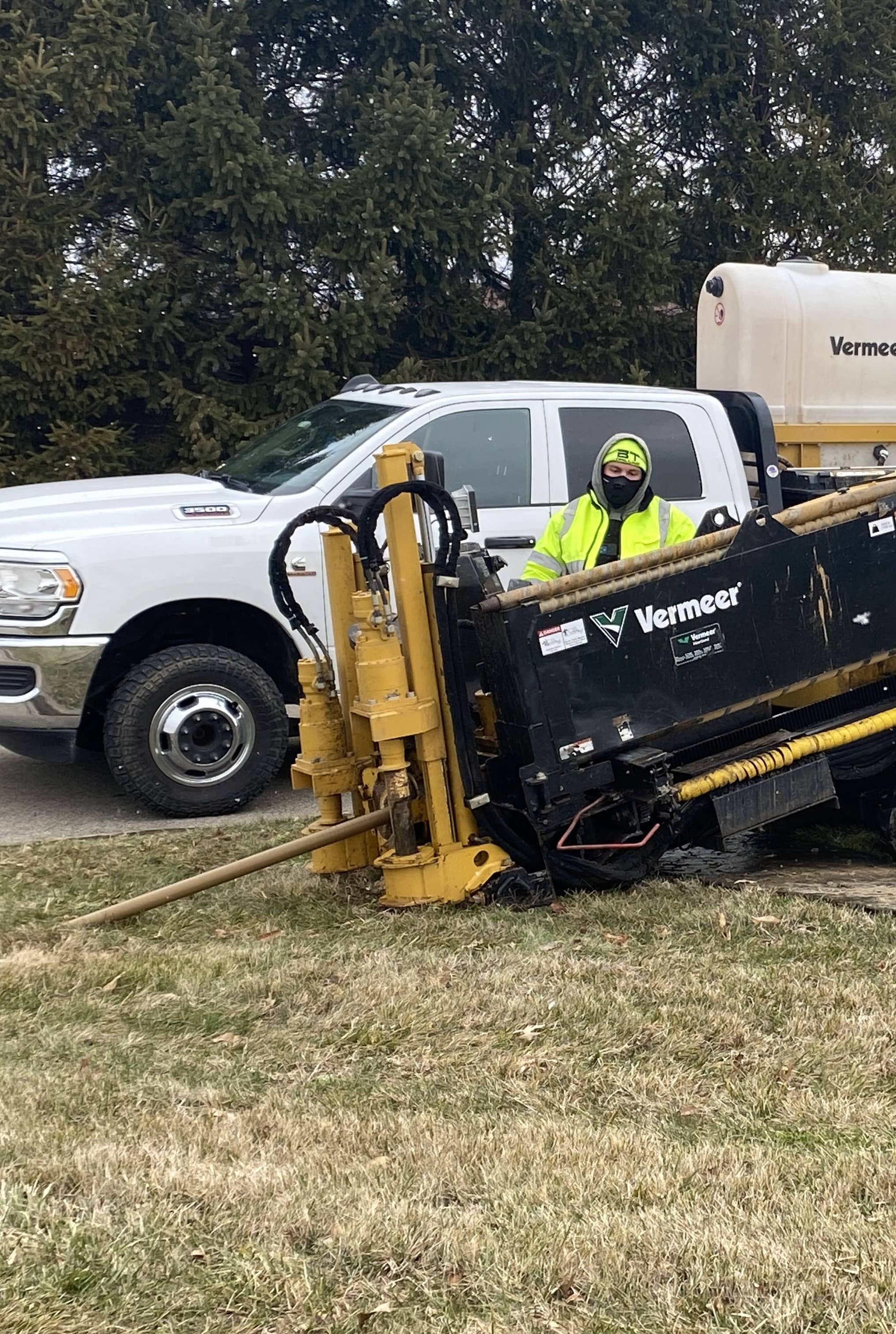Using a horizontal directional drill on roadside